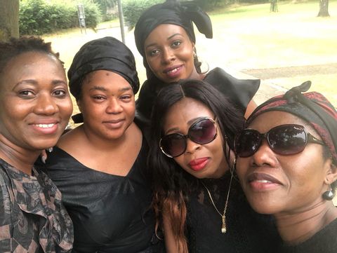Five friends outdoors