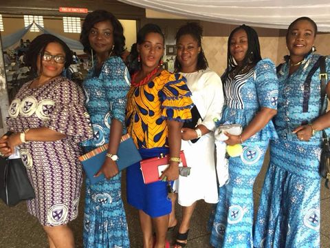 Group in blue at a celebration