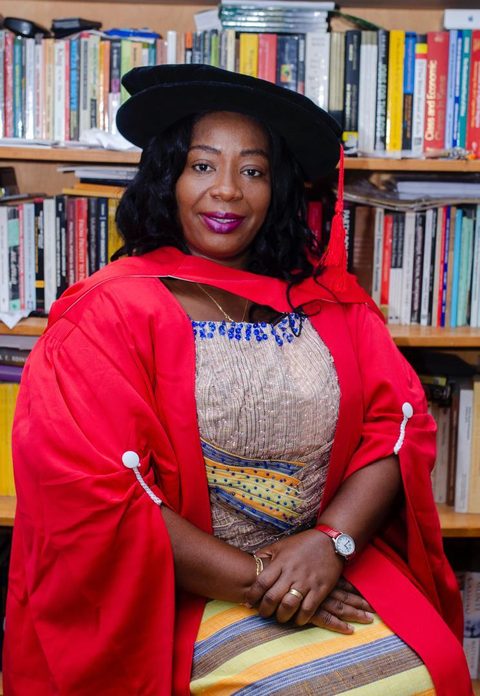 Graduation portrait in academic robes