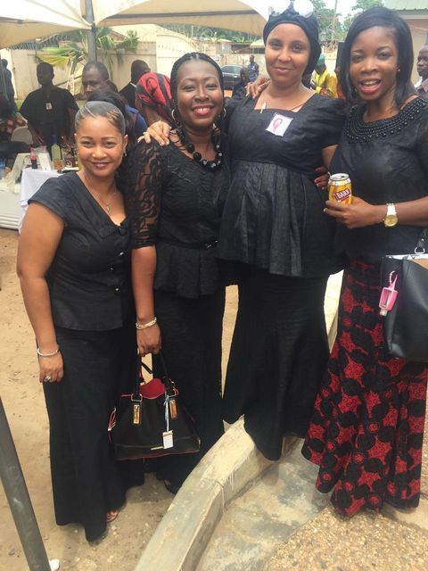 Four friends at an event