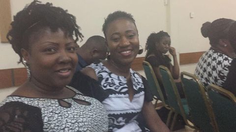 Friends at an indoor event
